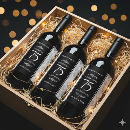 Elegant 75th Diamond Bruiloft Jubileum Wijn Etiket