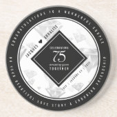 Elegant 75th Diamond Bruiloft Jubileum Zandsteen Onderzetter (Voorkant)