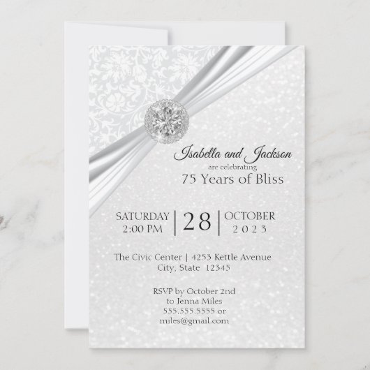 Elegant 75th Diamond Jubileum Design Kaart (Voorkant)