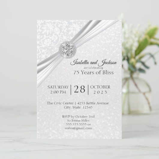 Elegant 75th Diamond Jubileum Design Kaart (Staand voorkant)