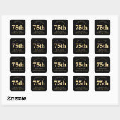 Elegant 75th Party Zwart en Goud Dank u Vierkante Sticker (Vel)