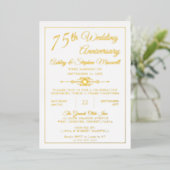 Elegant 75th Wedding Jubileum Party Folie Folie Uitnodiging (Staand Voorkant)