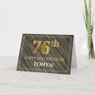 Elegant 76e verjaardag: Faux Wood, Faux Gold Kijk Kaart