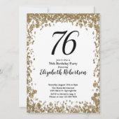 Elegant 76th Birthday Invitation With Gold Sequins Kaart (Voorkant)