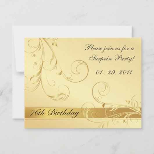 Elegant 76th Birthday Surprise Party-uitnodigingen Kaart (Achterkant)
