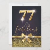Elegant 77 & Fabulous Gold Glitter 77th Birthday Kaart (Voorkant)