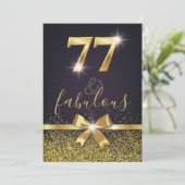 Elegant 77 & Fabulous Gold Glitter 77th Birthday Kaart (Staand voorkant)