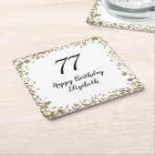 Elegant 77th Birthday Coasters With Gold Sequins Kartonnen Onderzetters (Schuin)