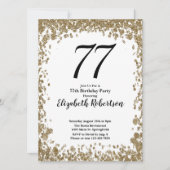 Elegant 77th Birthday Invitation With Gold Sequins Kaart (Voorkant)