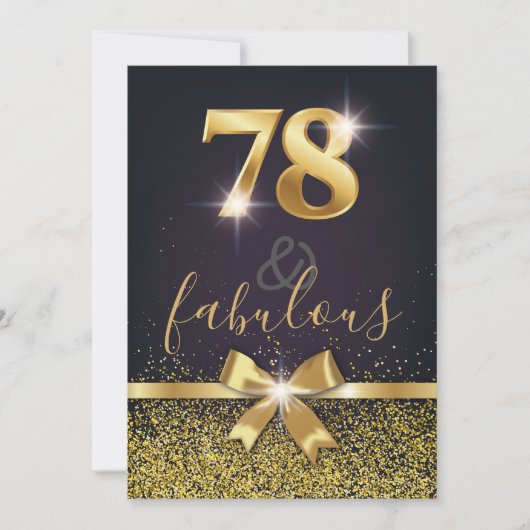 Elegant 78 & Fabulous Gold Glitter 78th Birthday Kaart (Voorkant)