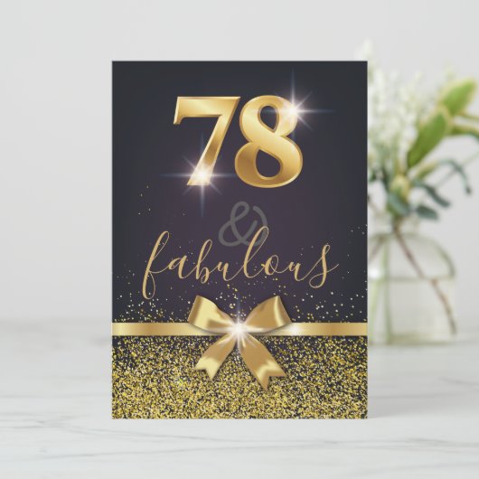 Elegant 78 & Fabulous Gold Glitter 78th Birthday Kaart (Staand voorkant)