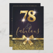 Elegant 78 & Fabulous Gold Glitter 78th Birthday Kaart (Voorkant / Achterkant)