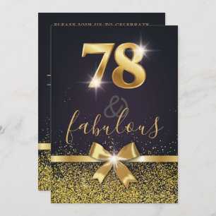 Elegant 78 & Fabulous Gold Glitter 78th Birthday Kaart