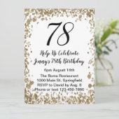 Elegant 78th Birthday Invitation in black and gold Kaart (Staand voorkant)