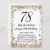 Elegant 78th Birthday Invitation in black and gold Kaart (Voorkant)