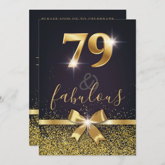 Elegant 79 & Fabulous Gold Glitter 79e verjaardag Kaart (Voorkant / Achterkant)