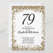 Elegant 79th Birthday Invitation With Gold Sequins Kaart (Voorkant)