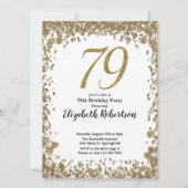 Elegant 79th Birthday Invitation With Gold Sequins Kaart (Voorkant)