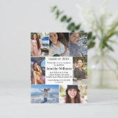 Elegant 7 foto's collage afstuderen uitnodiging (Staand voorkant)