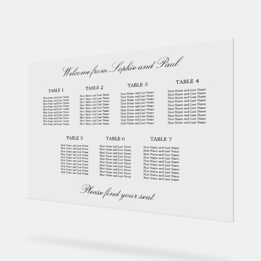 Elegant 7 tafel zitgrafiek Acryl teken Acryl Bord (Hoek)