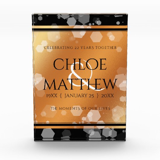 Elegant 7e 22e 49e Copper Wedding Jubileum Fotoblokken (Voorkant)