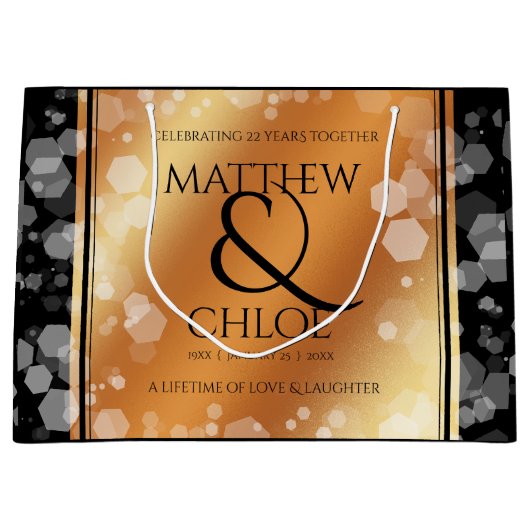 Elegant 7e 22e 49e Copper Wedding Jubileum Groot Cadeauzakje (Voorkant)