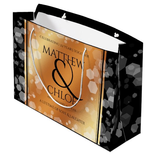 Elegant 7e 22e 49e Copper Wedding Jubileum Groot Cadeauzakje (Achterkant Gekanteld)