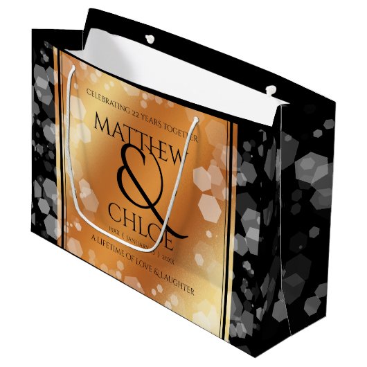 Elegant 7e 22e 49e Copper Wedding Jubileum Groot Cadeauzakje (Voorkant Gekanteld)