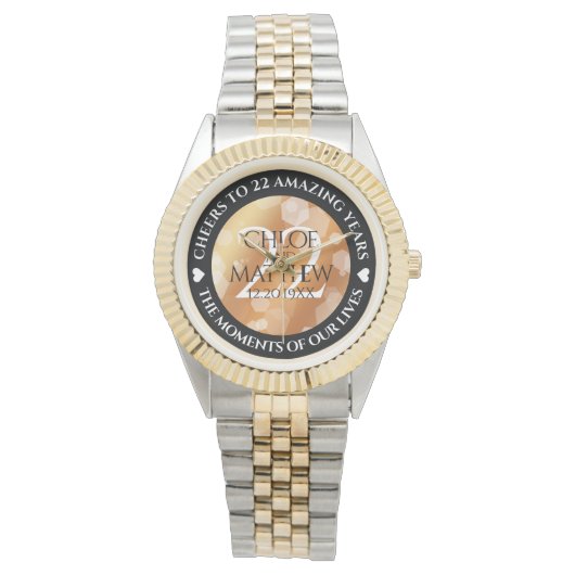 Elegant 7e 22e 49e Copper Wedding Jubileum Horloge (Voorkant)