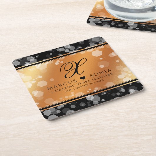 Elegant 7e 22e 49e Copper Wedding Jubileum Kartonnen Onderzetters (Schuin)