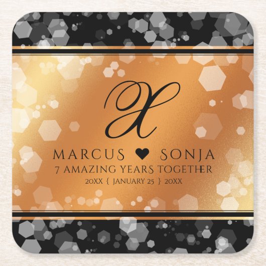 Elegant 7e 22e 49e Copper Wedding Jubileum Kartonnen Onderzetters (Voorkant)