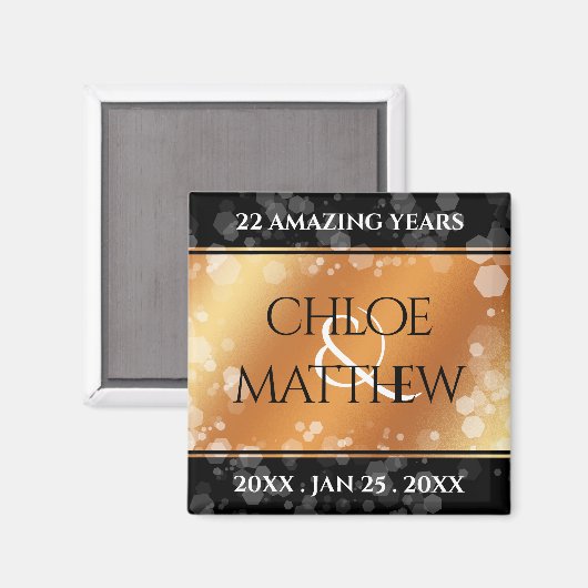 Elegant 7e 22e 49e Copper Wedding Jubileum Magneet (Voorkant / Achterkant)