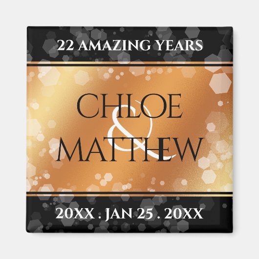 Elegant 7e 22e 49e Copper Wedding Jubileum Magneet (Voorkant)