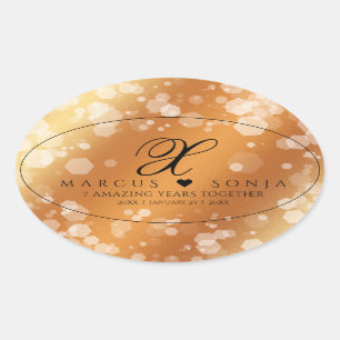 Elegant 7e 22e 49e Copper Wedding Jubileum Ovale Sticker