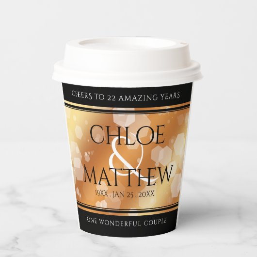 Elegant 7e 22e 49e Copper Wedding Jubileum Papieren Bekers (Voorkant)