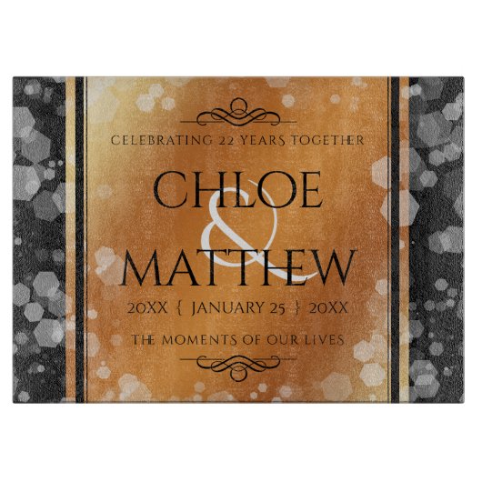 Elegant 7e 22e 49e Copper Wedding Jubileum Snijplank (Voorkant)