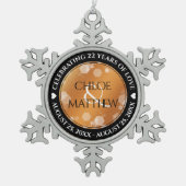 Elegant 7e 22e 49e Copper Wedding Jubileum Tin Sneeuwvlok Ornament (Voorkant)