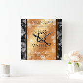 Elegant 7th 22nd 49th Copper Wedding Anniversary Vierkante Klok (Huis)