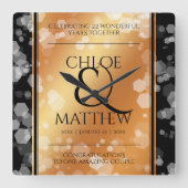 Elegant 7th 22nd 49th Copper Wedding Anniversary Vierkante Klok (Voorkant)