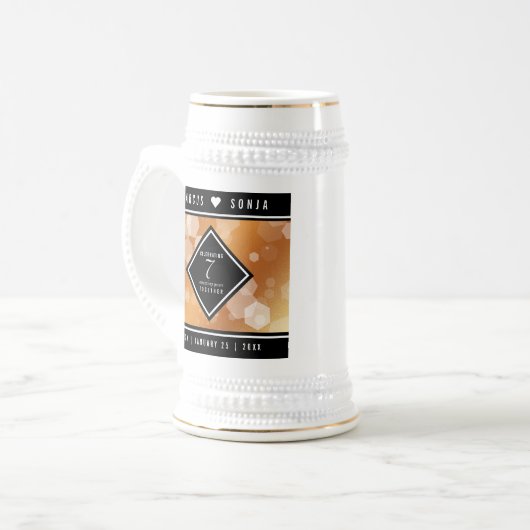 Elegant 7th Copper Wedding Jubileum Bierpul (Voorkant links)