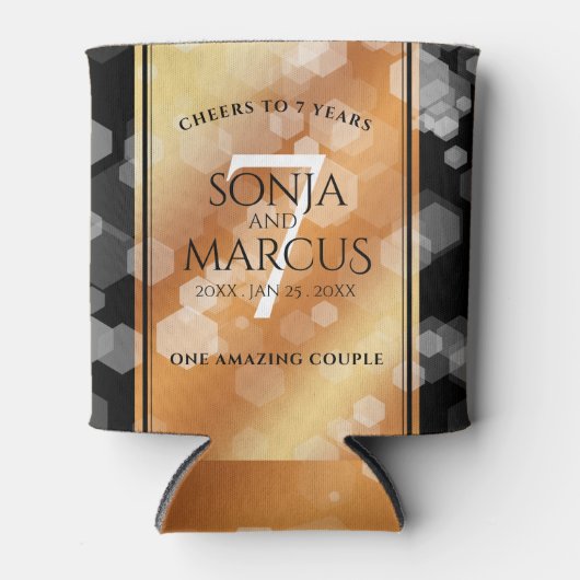 Elegant 7th Copper Wedding Jubileum Celebration Blikjeskoeler (Voorkant)