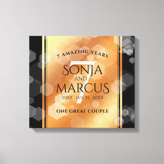 Elegant 7th Copper Wedding Jubileum Celebration Canvas Afdruk (Voorkant)