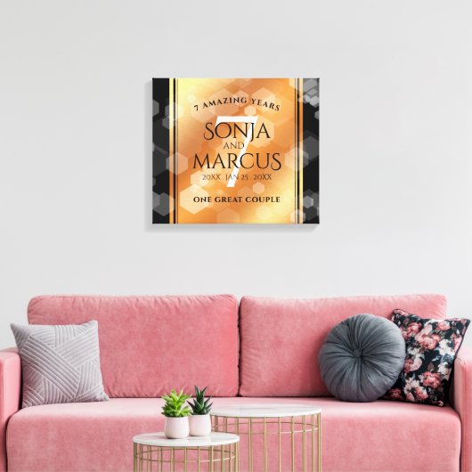 Elegant 7th Copper Wedding Jubileum Celebration Canvas Afdruk (Insitu (Woonkamer))