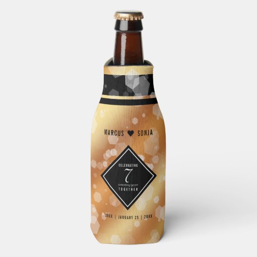 Elegant 7th Copper Wedding Jubileum Celebration Flesjeskoeler (Fles Voorkant)