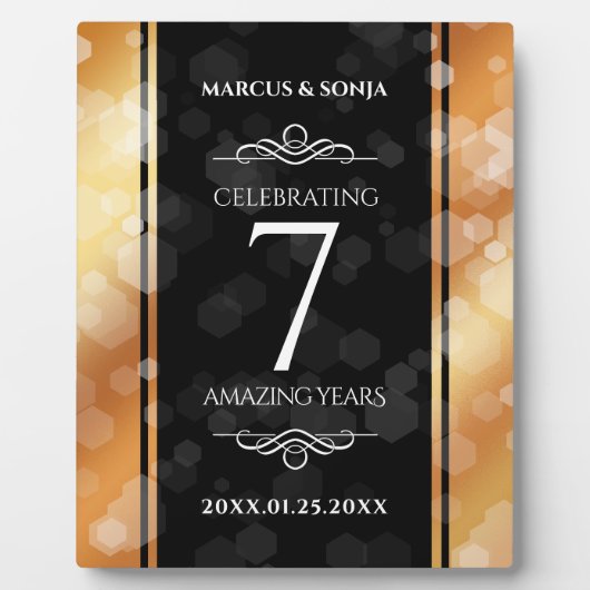 Elegant 7th Copper Wedding Jubileum Celebration Fotoplaat (Voorkant)