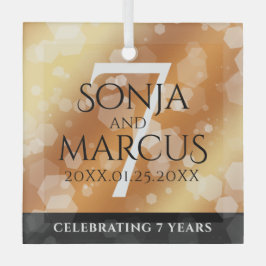 Elegant 7th Copper Wedding Jubileum Celebration Glas Ornament