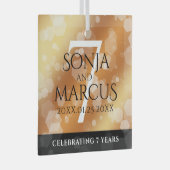 Elegant 7th Copper Wedding Jubileum Celebration Glas Ornament (Voorkant Rechts)