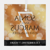 Elegant 7th Copper Wedding Jubileum Celebration Glas Ornament (Achterkant)