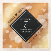 Elegant 7th Copper Wedding Jubileum Celebration Glazen Onderzetter (Voorkant)