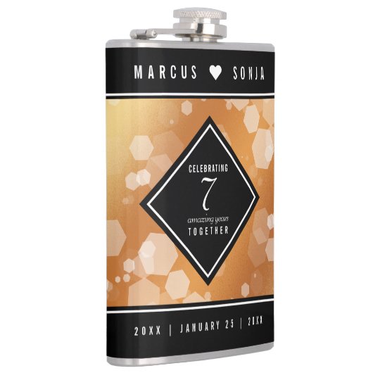 Elegant 7th Copper Wedding Jubileum Celebration Heupfles (Rechts)